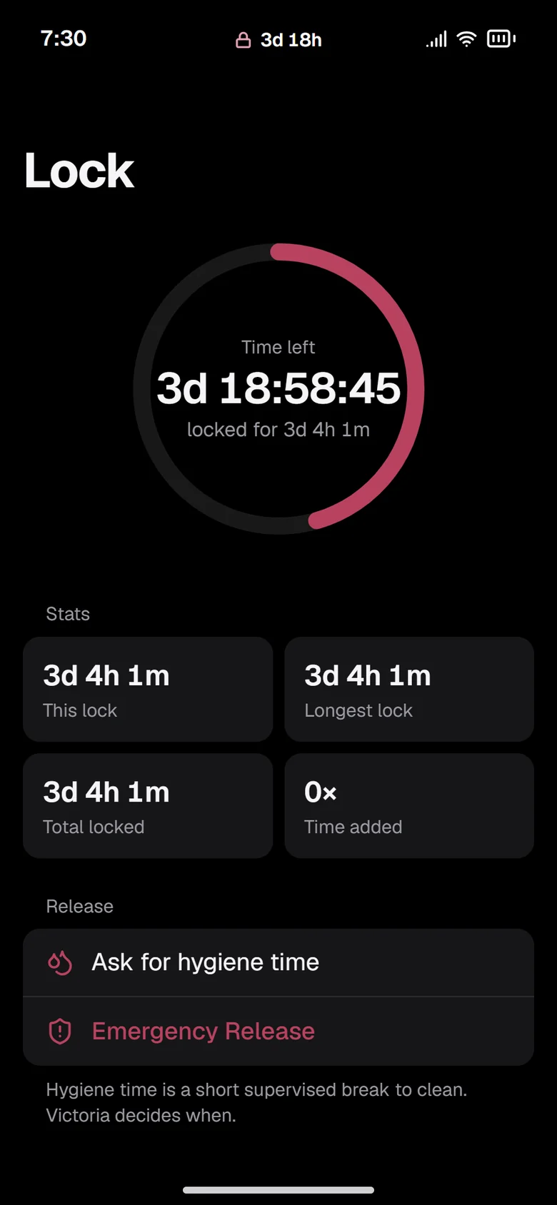 The Lock app with a live countdown